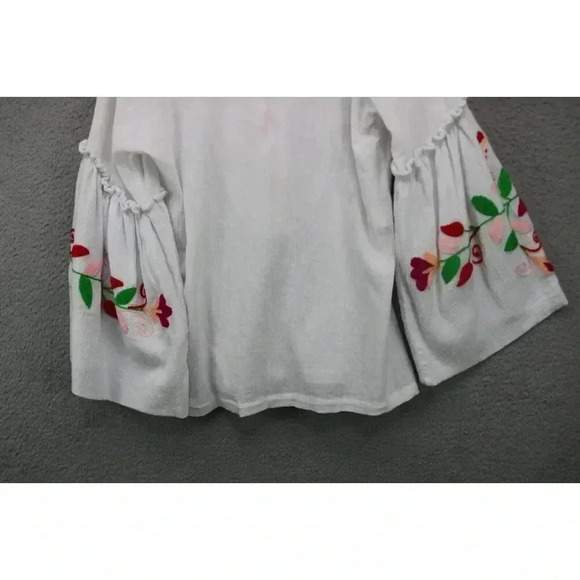 SensiStudio Embroidered Bell Sleeves Cotton Top-Size Small-Dolan Sleeves - Picture 10 of 10
